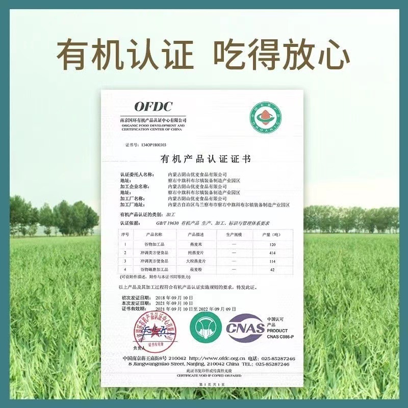 Yinshan Youmai オーガニック大粒ピュアオートミール缶詰 850 グラムオーガニックオートミール栄養価の高い朝食すぐに食べられるドリンク|undefined