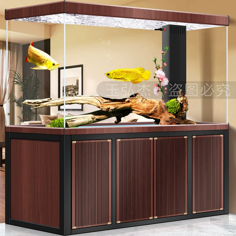 Большой аквариум для аквариума Гостиная Пол Нижний фильтр Бесплатная смена воды Dragon Fish Tank Супер белое стекло Офисный Перегородочный экран