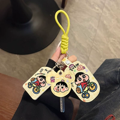 Vehicle Remote Control Shell Protective: Electric vehicle key cover shell - triple-card-holder-yellow-lanyard-bike-xin