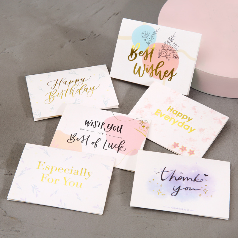 Creative Hot Stamping Greeting Card Personalized Birthday Gift Card Korean Flower Shop Gift Small Card Blessing Greeting Card Wholesale