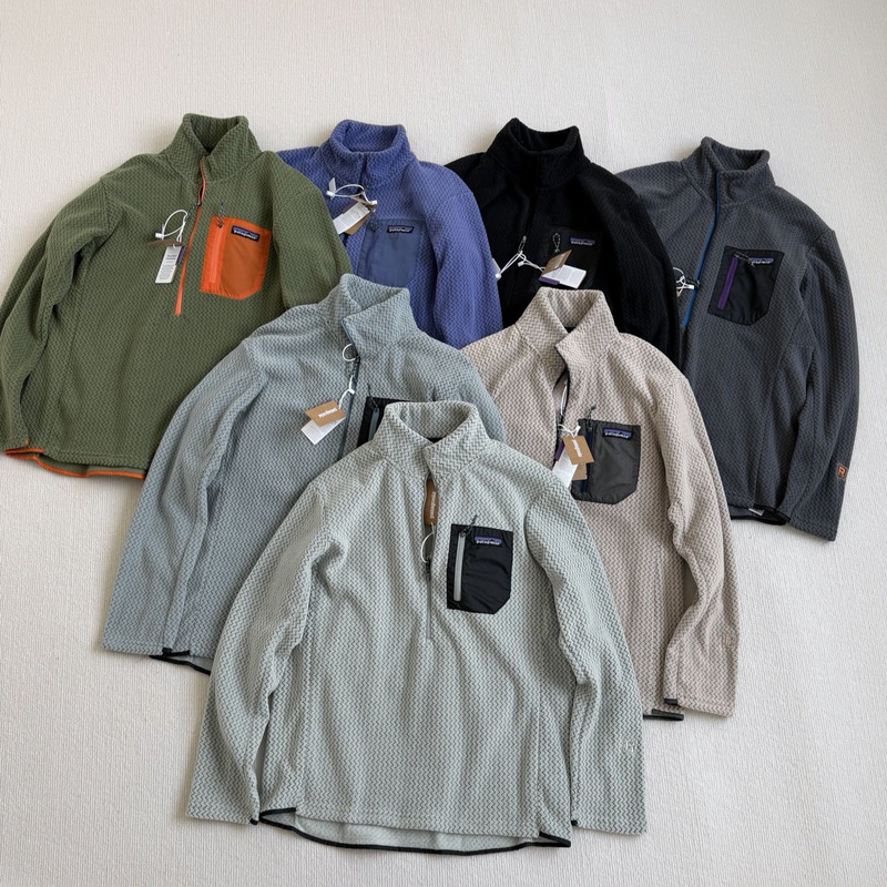 Pata@Tata American-style outdoor warm stand-up collar half-zip fleece jacket inner layer pullover sweatshirt for men