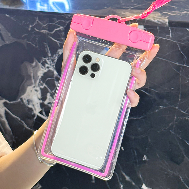Teléfono móvil simple bolsa impermeable pantalla táctil al por mayor mensajero cuello colgante luminoso natación universal buceo cubierta protectora al aire libre
