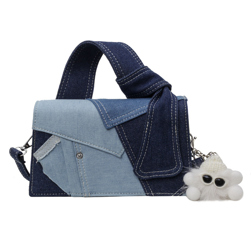 Nicho de diseño bolso denim damas primavera y verano 2024 nuevo simple empalme bolso pequeño bolso de alta calidad