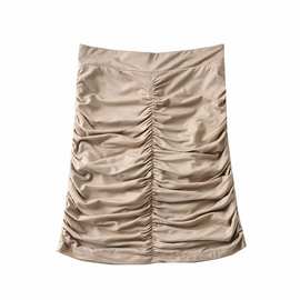 2021欧美夏季新款ins风性感纯色翘臀包臀裙有底裤褶皱半身短裙