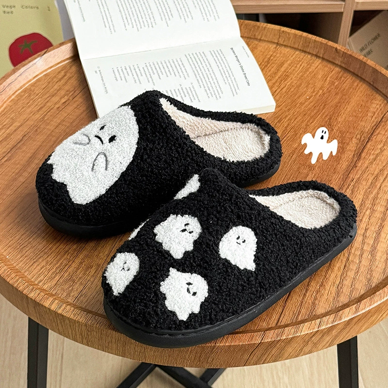 Мультяшный призрак зимние тёплые нескользящие домашние тапочки, мягкая подошва, оптовая продажа
