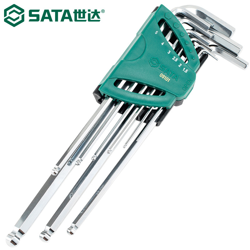 世达09101内六角扳手套装特长球头SVCM合金钢公制9件套1.5-10mm