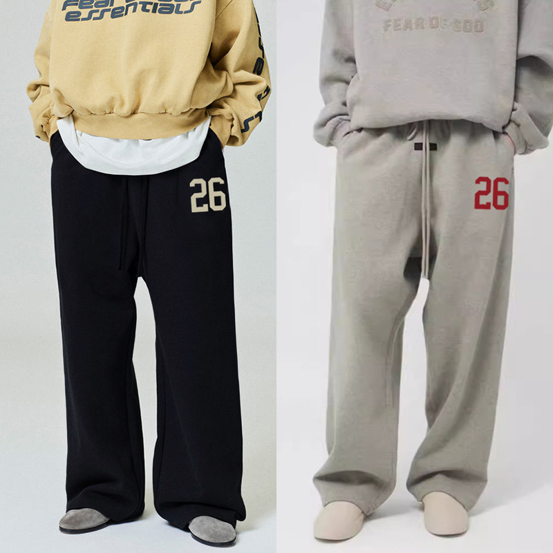 25Fw Essentials American Niche Trendy Brand Spring & Fall Velvet Sports Casual Straight Pants for Men 25Fw Essentials American Niche Trendy Brand Spring & Fall Velvet Sports Casual Straight Pants for Men