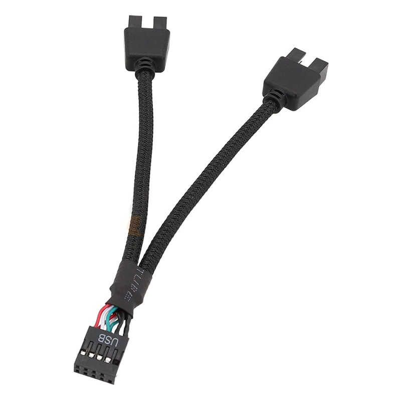 Материнская плата USB2.0 9-контактный на двойной 9-контактный разъем «один-два» 9-контактный на двойной экранированный провод 9USB в оплетке сеть черный и белый