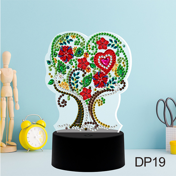 Fábrica directa pintura de diamante perimetral perforado a mano colorido recarga de forma especial placa de lámpara 5D modelado de lámpara de noche personalizado