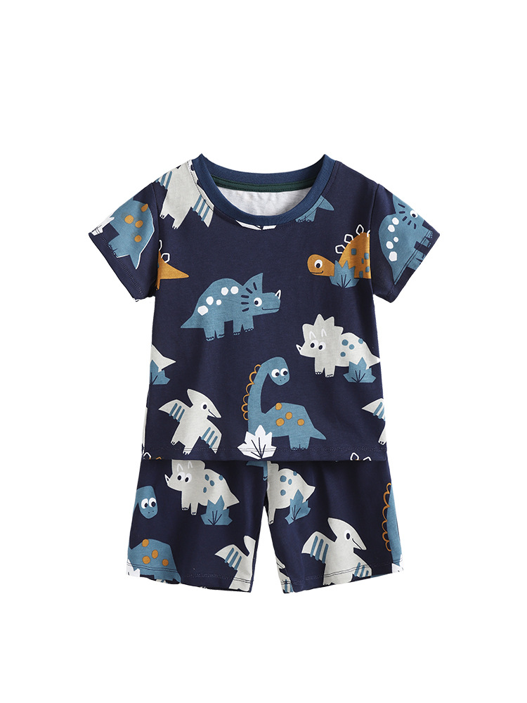 Malwee transfronterizo juego de niños de verano nuevo chico guapo cuello redondo camiseta europea y americana para niños de mediana edad set de verano dos piezas