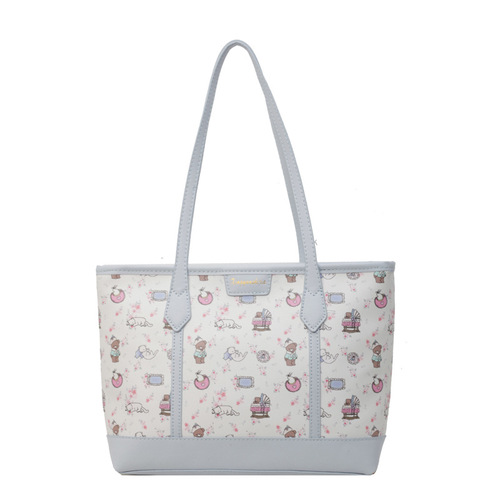 Tote bag for women 2024 new large-capacity commuter bag printed versatile shoulder bag fashionable college student class bag