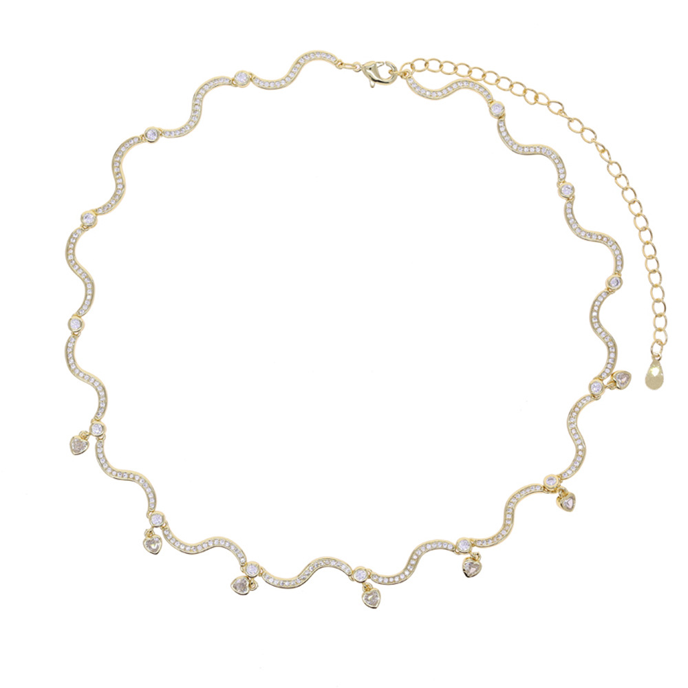 Collana con zircone a goccia donna catena geometrica elegante_voghion.com
