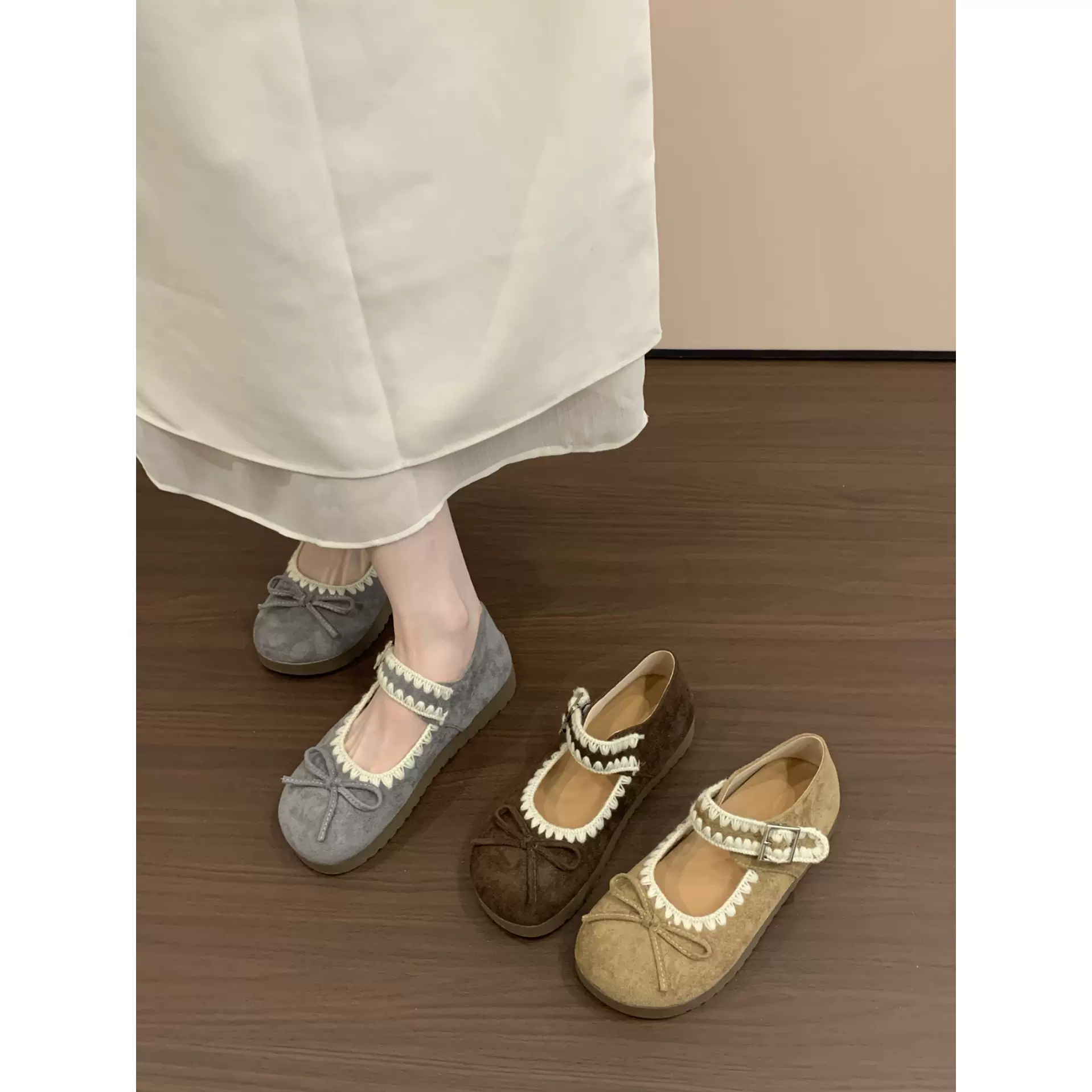 女王范法式圆头厚底浅口单鞋女2025新款秋季百搭配裙子玛丽珍鞋