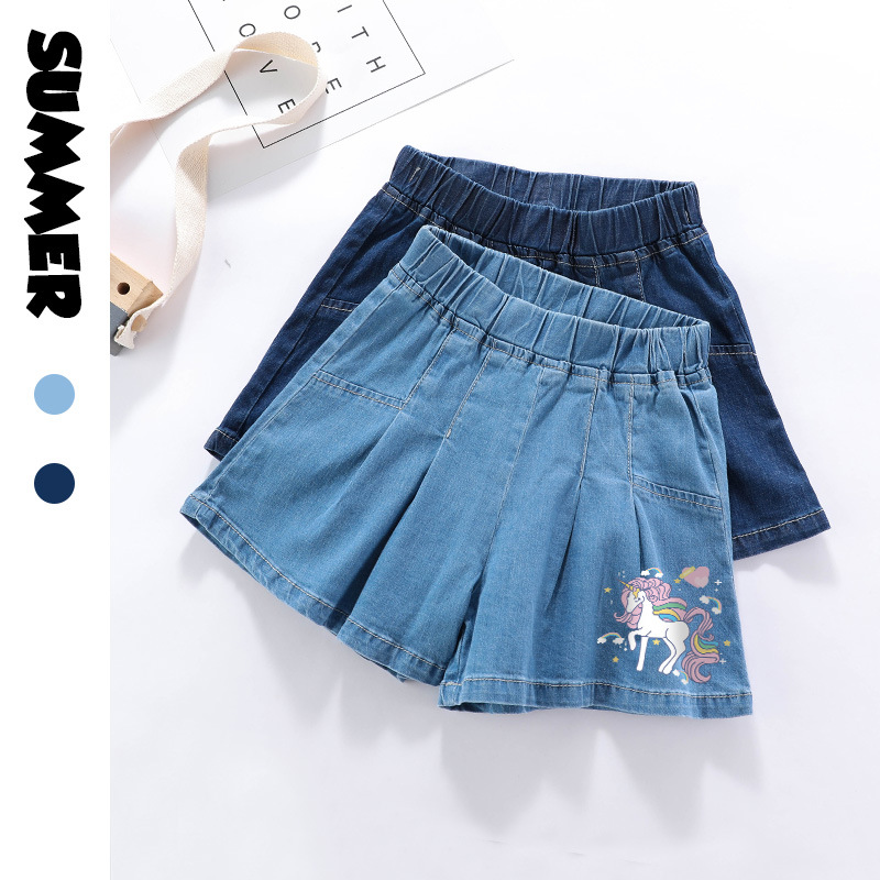 Girls' Cowboy Skirt Shorts Summer Outfit, Children's Thin Model Hot Selling Pants, Versatile Trendy Factory Supply