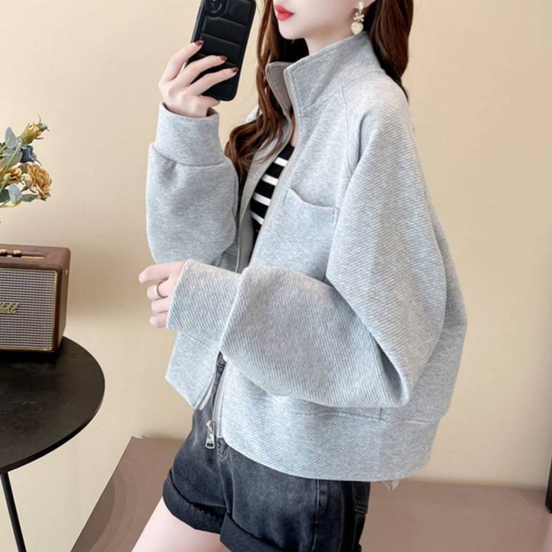 休闲百搭立领卫衣女慵懒风宽松2025新款chic设计感上衣春秋外套潮|undefined