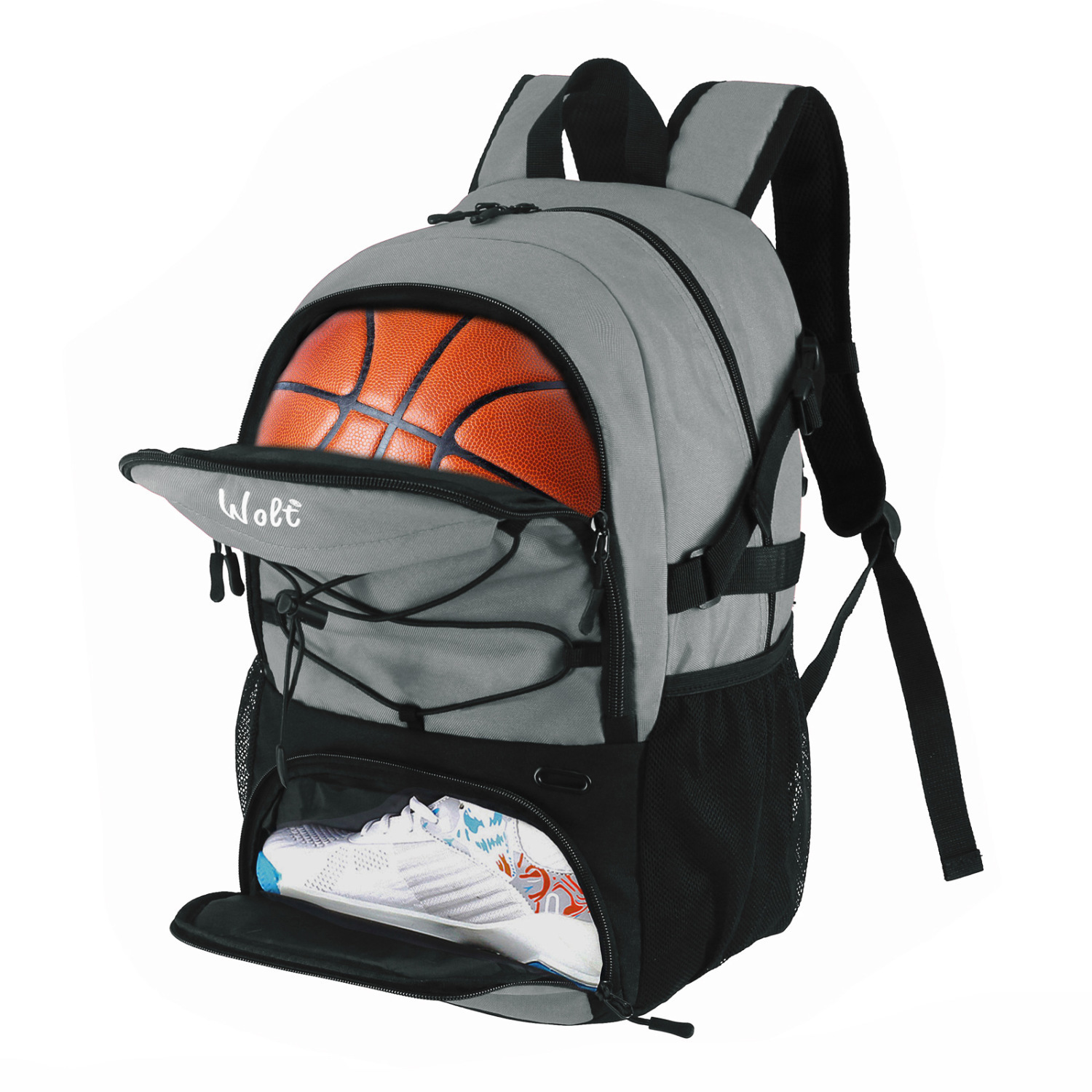 Bolsa de baloncesto transfronteriza Wolt, mochila de fútbol, mochila deportiva para hombres, mujeres y niños, bolsa de entrenamiento que puede contener una pelota de baloncesto de tamaño 7.