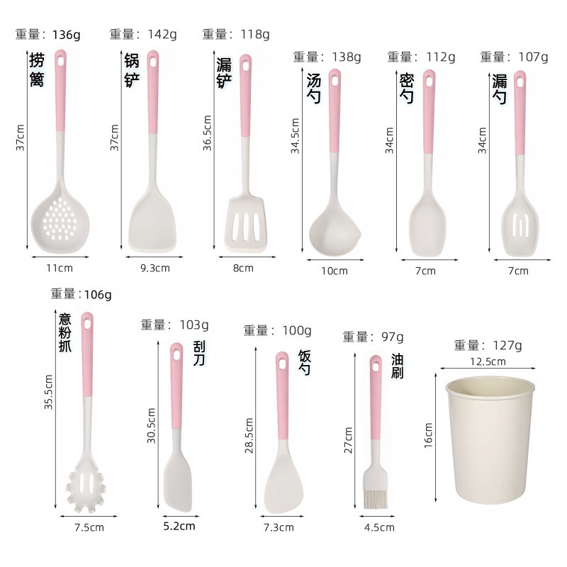 Nórdico color de silicona set de cocina sopa de sopa de cocina antiadherente para pala para fritar verduras casera sopa de cocina set de cucharas