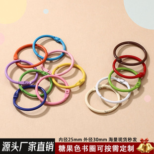 DIY Keychain Accessories 30mm Iron Paint Colorful Round Keychain Movable Ring Card Ring Open Loose-Leaf Ring