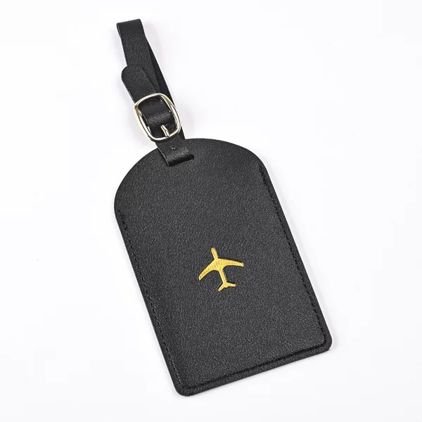 Cross-Border Leather Luggage Tag, Portable Anti-Loss High-End Gold-Stamped Vertical Flip Airline Luggage Tag with Signature Paper Included