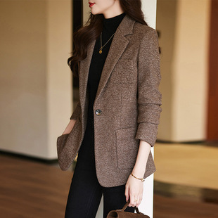 Wool Small Suit Jacket for Women Autumn and Winter 2023 New Fashion Slim Woolen Large Size Suit Winter Thickeneded Jacket