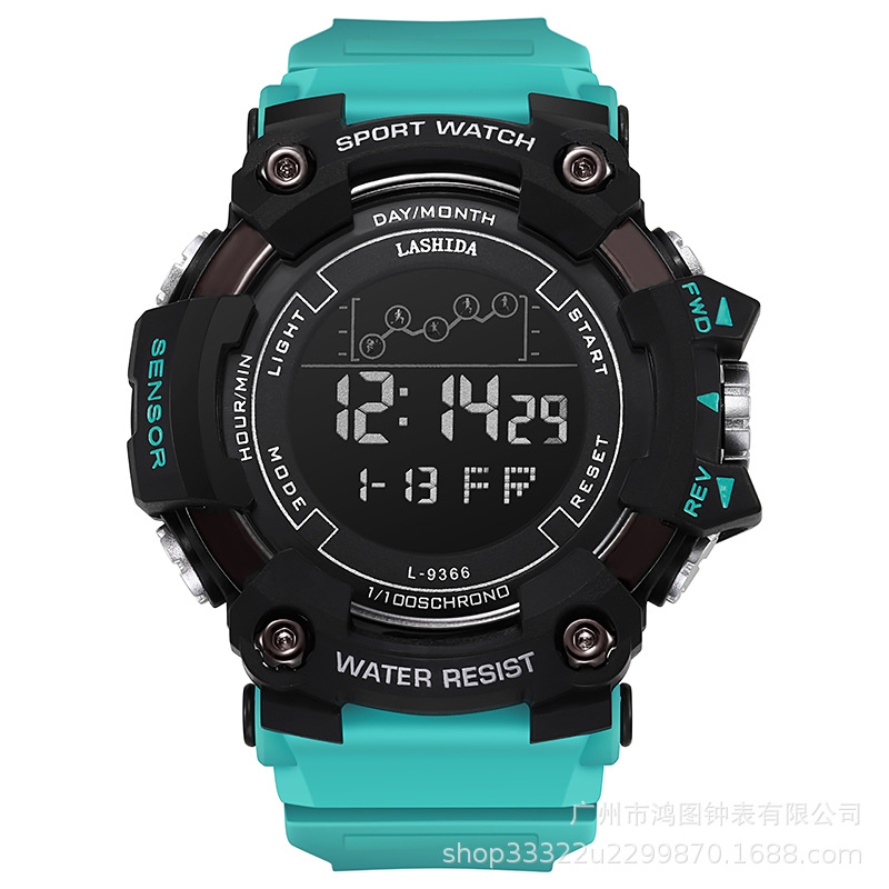 Reloj electrónico impermeable japonés multifuncional de los hombres Venta caliente transfronteriza luminosa digital gran dial reloj electrónico reloj deportivo