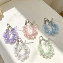 源头工厂网纱褶皱带碎钻手机挂绳少女蝴蝶结水钻钥匙扣包包挂件