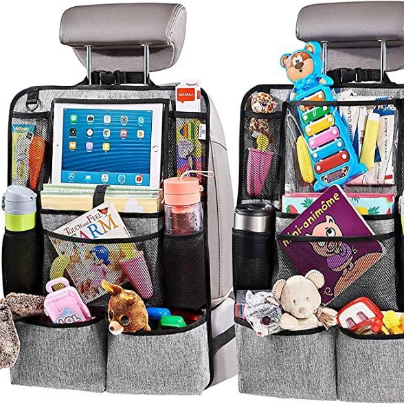 Bolsa de almacenamiento para asiento de automóvil de Amazon, bolsa de respaldo para asiento de automóvil multifuncional, bolsa de asiento trasero para iPad, antipatada