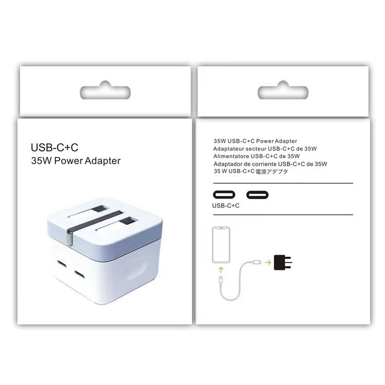 跨境新PD双C口35W折叠脚双PD适配器 美规欧规英规双TYPE-C充电器|undefined