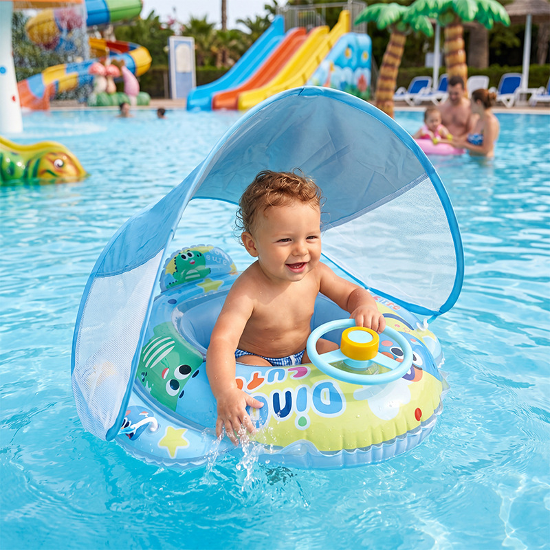 Cartoon square inflatable swimming pool play in water