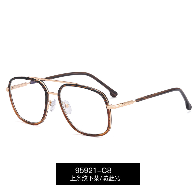 95921 de moda nuevo puente de la nariz doble TR90 gafas ópticas de los hombres anillo de metal gafas de luz anti-azul con gafas