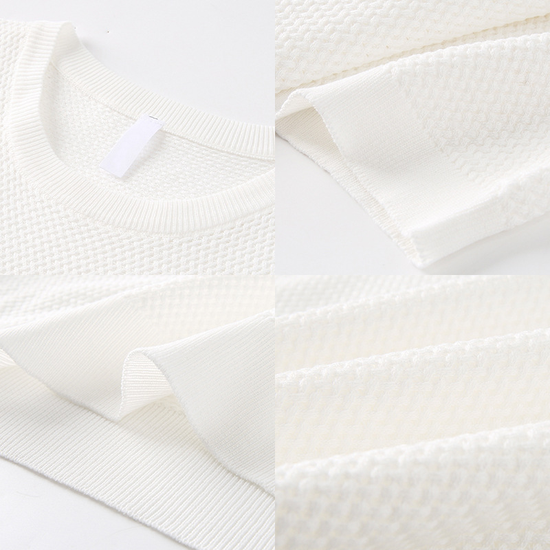 Nueva camiseta de punto de verano camiseta de manga corta hombre tejido textural seda de hielo verano viejo viento fábrica transfronteriza al por mayor