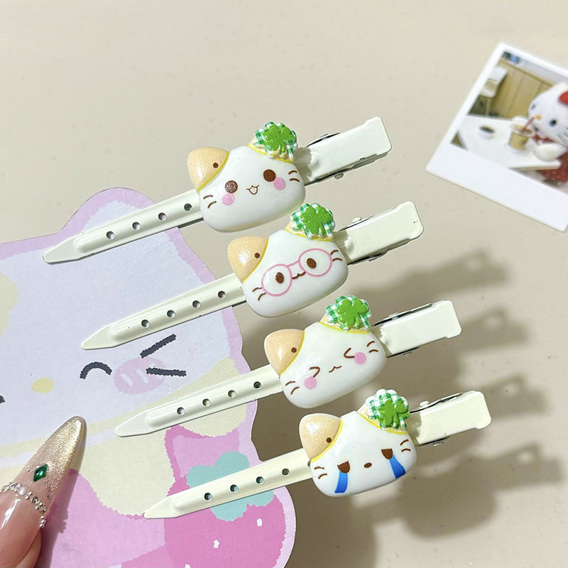 可爱猫咪幸运一字鸭嘴刘海甜美卡通闺蜜学生侧边发夹发饰百搭|undefined