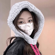 韩版巴拉克拉法帽子女包头针织帽护耳保暖毛线帽加厚显脸小套头帽