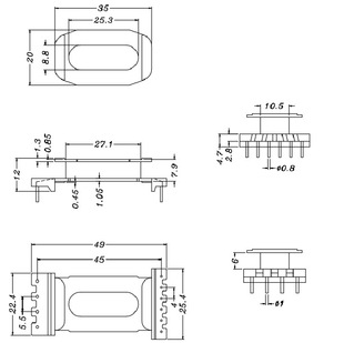 EQ3025(4 6) transformer bone electronic transformer bakelite skeleton injection molding processing