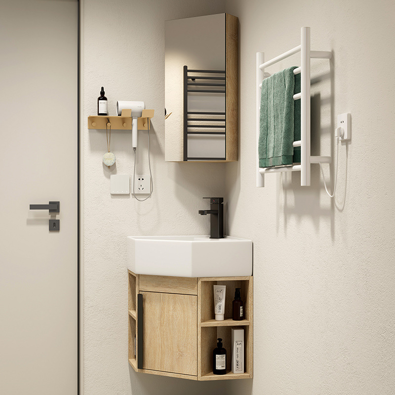 Triángulo gabinete de baño combinación esquina baño lavabo balcón lavabo pequeño apartamento mesa de lavado