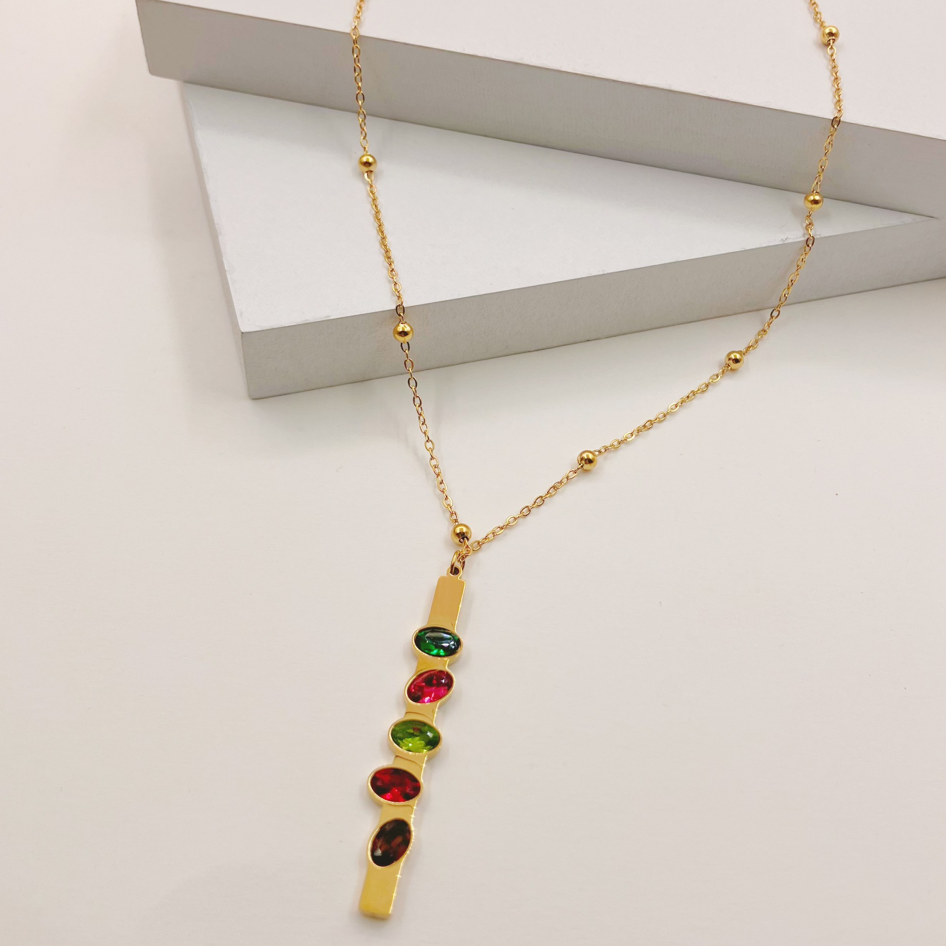 Simple Style Geometric Stainless Steel Plating Zircon Pendant Necklace