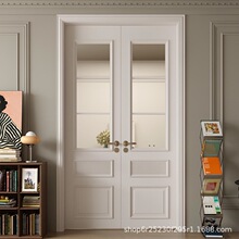 莫梵批发实木复合烤漆门卧室房间书房双开门白色欧法式复古风入户