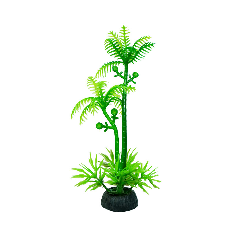 Venta directa de fábrica, decoración de pecera pequeña, decoración de árbol de coco de simulación, acuario, tanque de tortuga, paquete de hierba de agua falsa de plástico suave