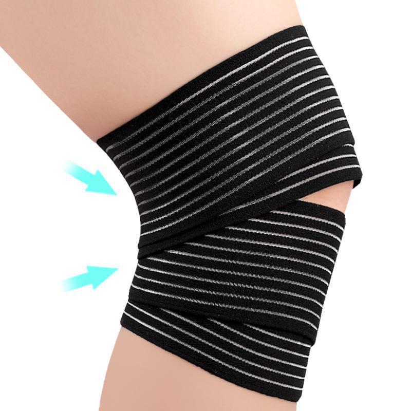 运动护膝绑带深蹲举重鱼丝绷带健身护具举重膝盖支撑魔术贴绑带