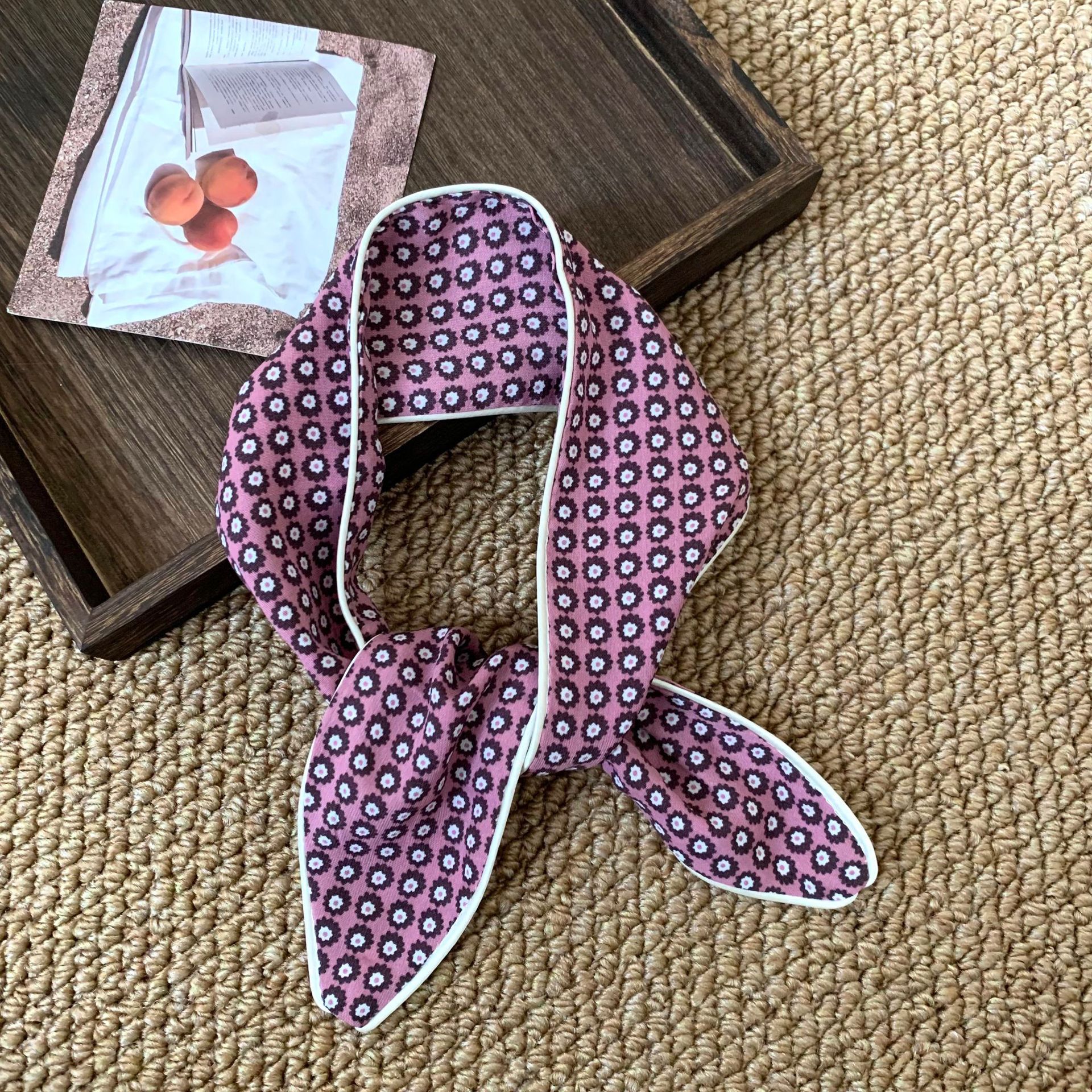 Pañuelo a cuadros Pañuelo de seda largo de algodón para mujer verano nuevo estilo pequeño estampado accesorios de todo fósforo bufanda de cuello correa para el cabello atado