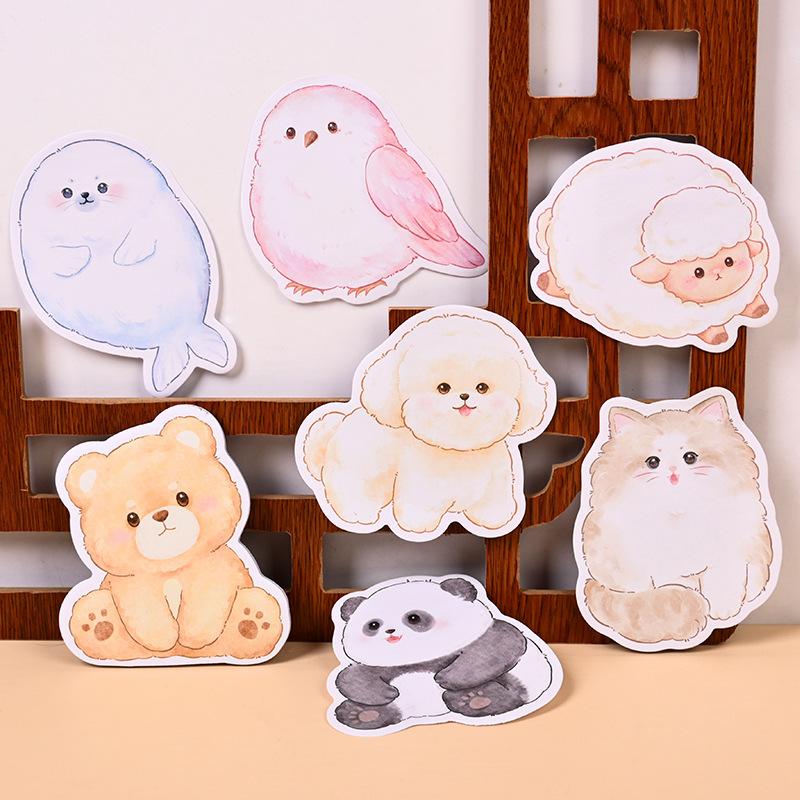 中国風のかわいいペット、かわいい漫画の動物、小中学生向けの特殊な形の付箋、ポータブルメモ帳、メッセージステッカー|undefined