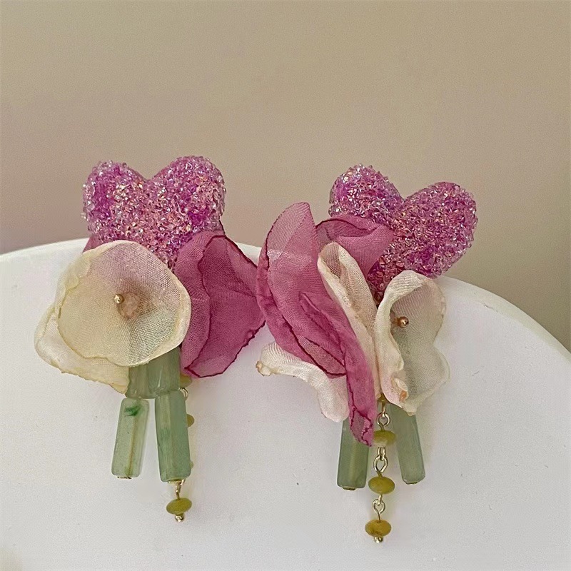 Wholesale Jewelry 1 Pair Fairy Style Flower Mixed Materials Earrings display picture 5