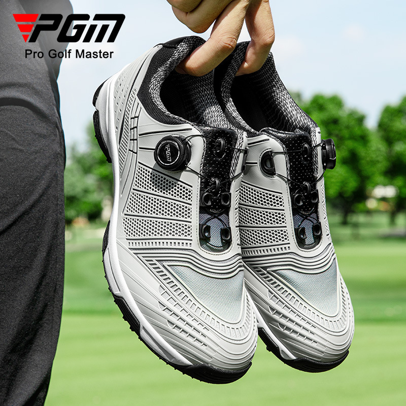 Giày golf nam PGM siêu da lộn đổi màu khóa xoay BOA — Màu xám đen, Màu trắng xanh lam, Xanh lam phối đỏ, Phối xanh lam đỏ