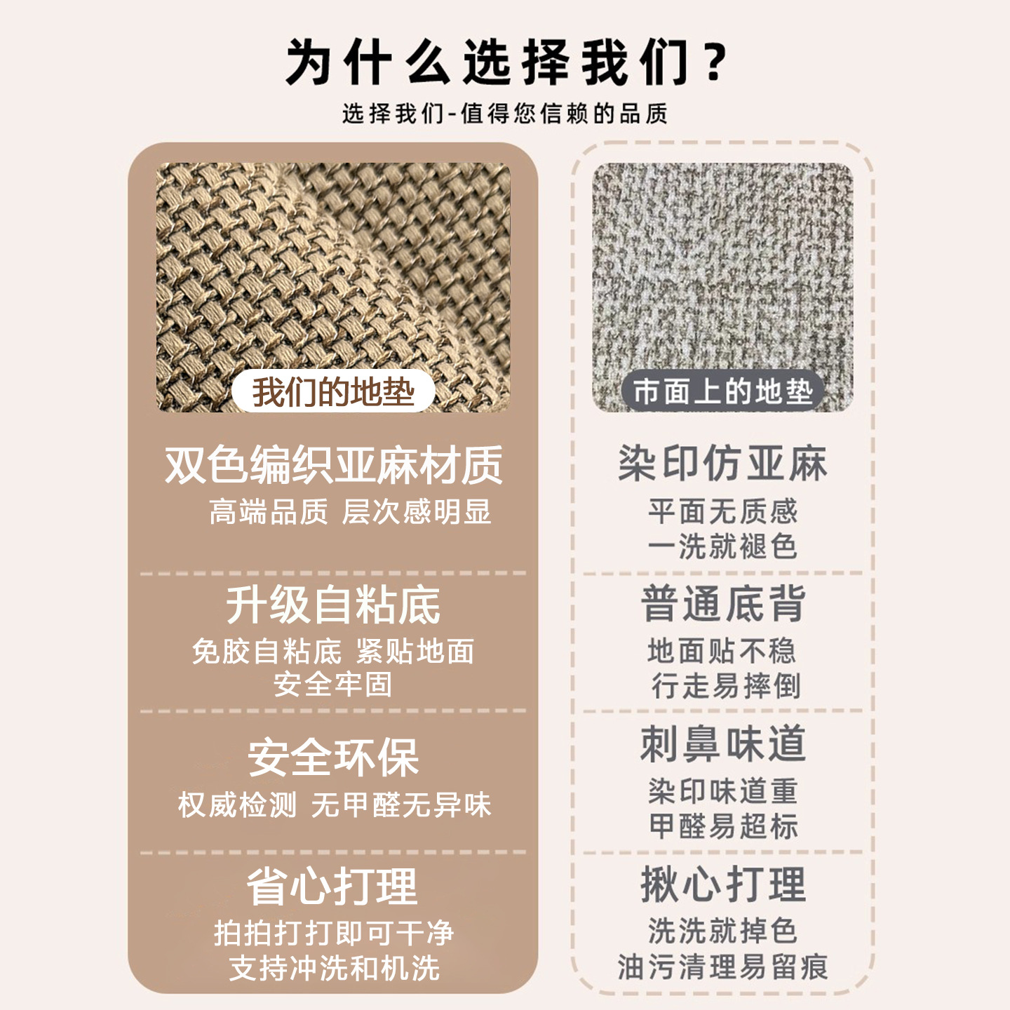 imitación de lino en el hogar almohadilla de suelo TPR sin pegamento autoadhesivo antideslizante antisucio almohadilla de puerta doméstica retro almohadilla de pie de puerta