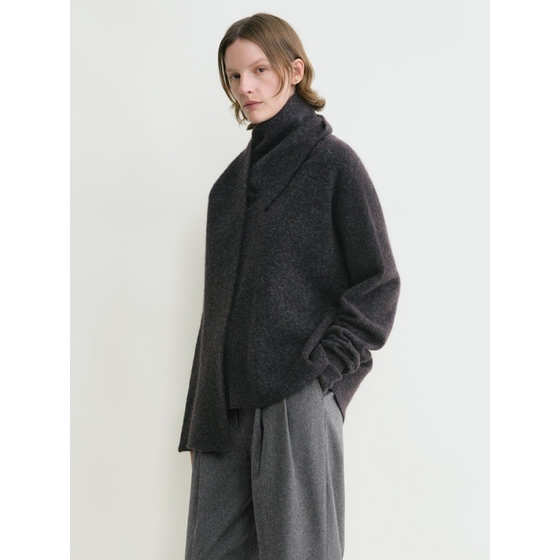 Longmei 北欧スタイル TOT スカーフ襟ルーズセーター女性のための 2025 秋と冬の新しいルーズ長袖ニットトップ