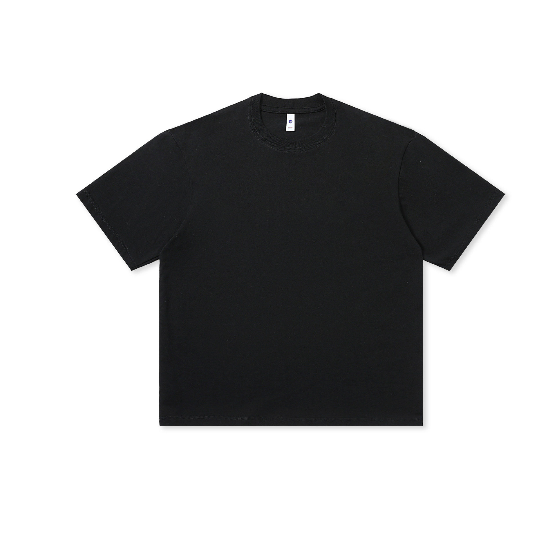 Camiseta básica de 250g para mujer, camiseta de manga corta de algodón puro con hombros caídos para hombre, estilo pareja de color sólido con cuello redondo, holgada e informal.