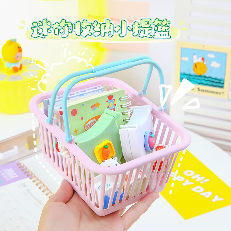 Super cute mini stationery storage basket stackable desktop storage basket fruit strawberry orange storage basket