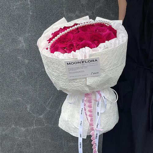 Handmade stone grain paper texture wrinkled art paper flower bouquet wrapping paper light luxury fashion floral wrapping paper