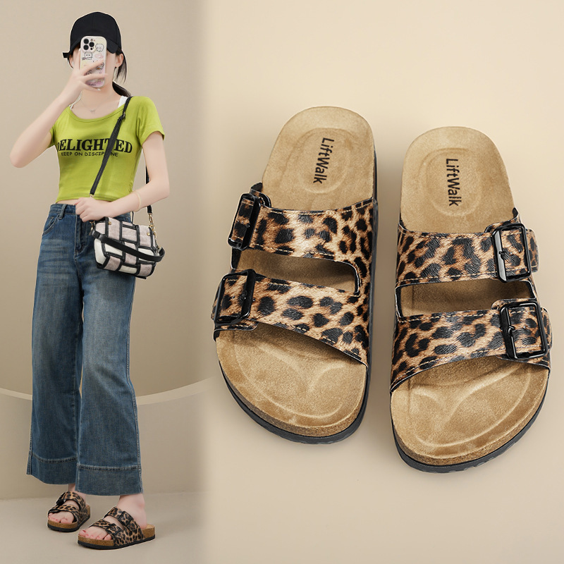 Birkenstock Cork Slippers for Summer, Non-Slip Classic Double-Buckle Flat Sandals for Outdoor Beach Use Birkenstock Cork Slippers for Summer, Non-Slip Classic Double-Buckle Flat Sandals for Outdoor Beach Use