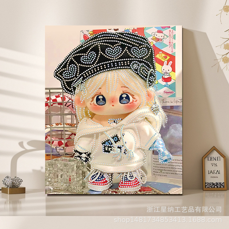 Pegatinas de diamantes calientes diy muñecas de algodón hechas a mano pintura de diamantes pintura de diamantes ventas directas de fábrica pegatinas de pintura de mampostería con marco